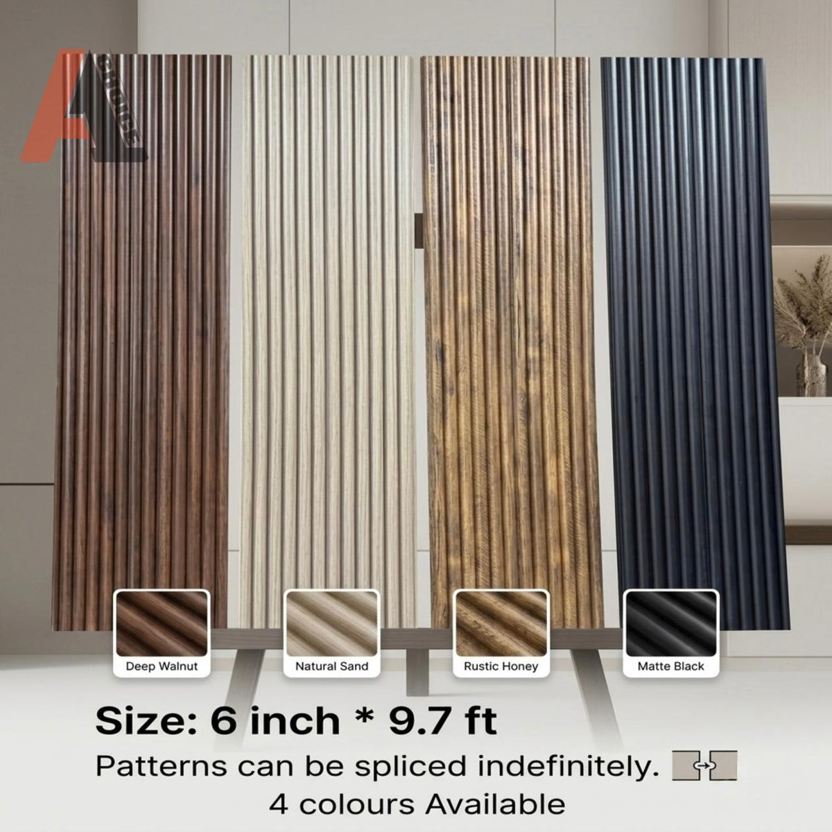 Rustic Honey Tambour Style WPC Slat Wall Panel 9.7 Ft