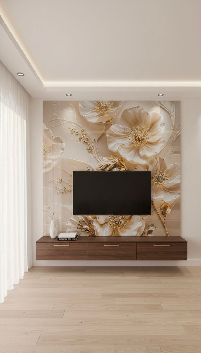 Modern living room Decoration with floral PVC Marble Sheet Accent Wall Panel