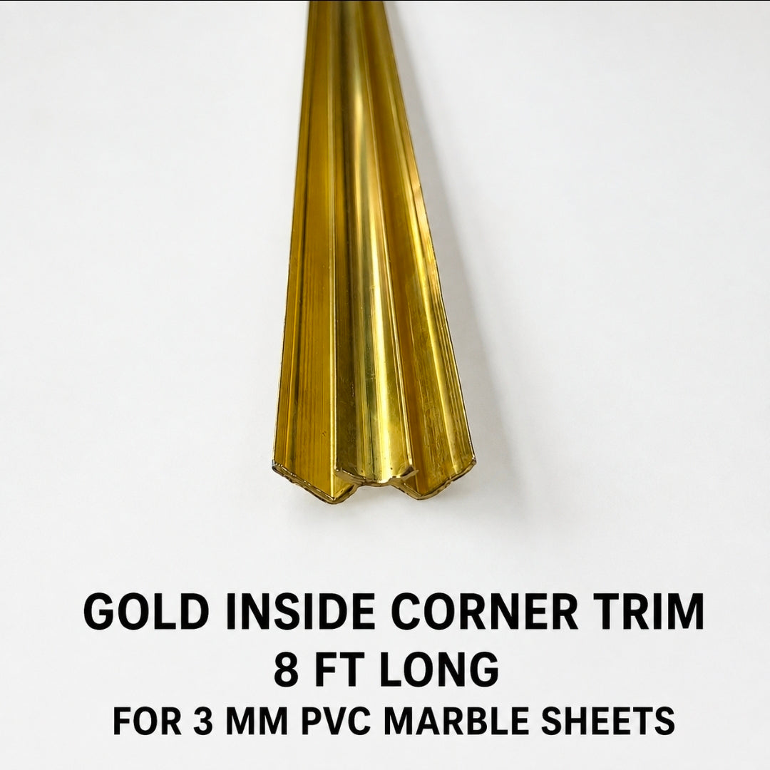 8 ft PVC Inside Corner Trim for 3 mm Marble Sheets – Waterproof Decorative Finishing Profile