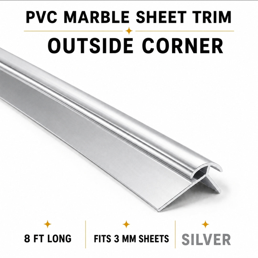 8-Foot Outside Corner Trim for PVC Marble Sheets – Available in 4 Colours