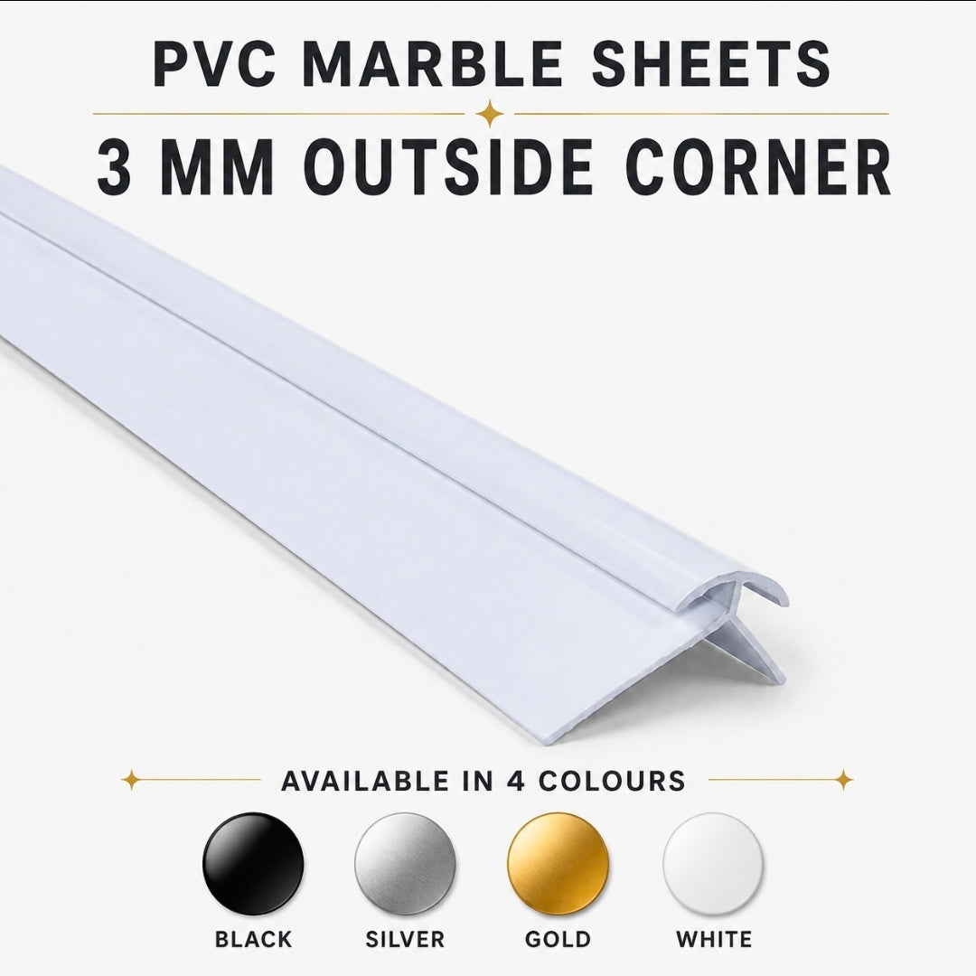 8-Foot Outside Corner Trim for PVC Marble Sheets – Available in 4 Colours
