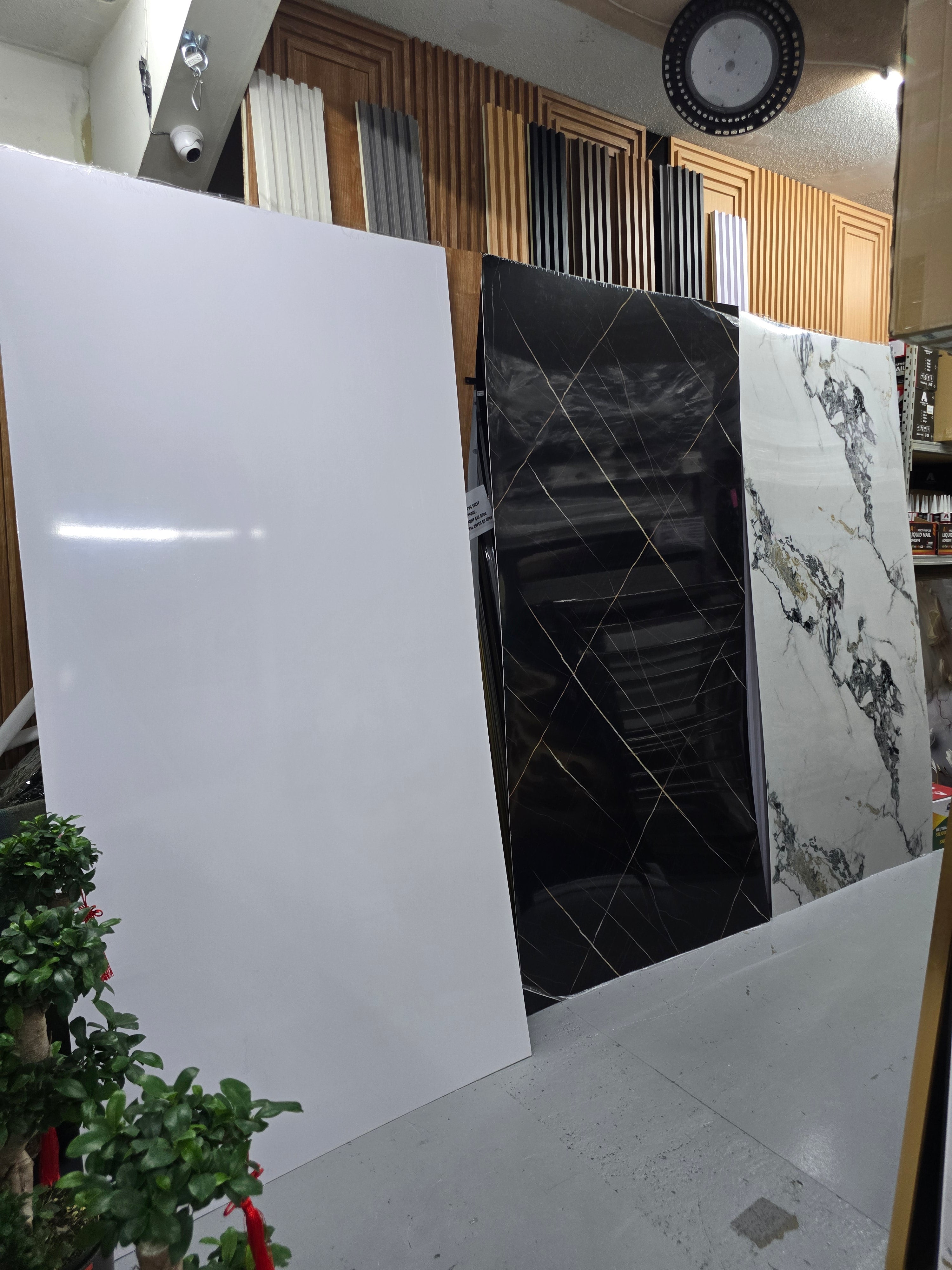 White glossy finish White PVC Marble Sheet 4x8 | Waterproof Wall Panel ( Contact us for price and shipping)