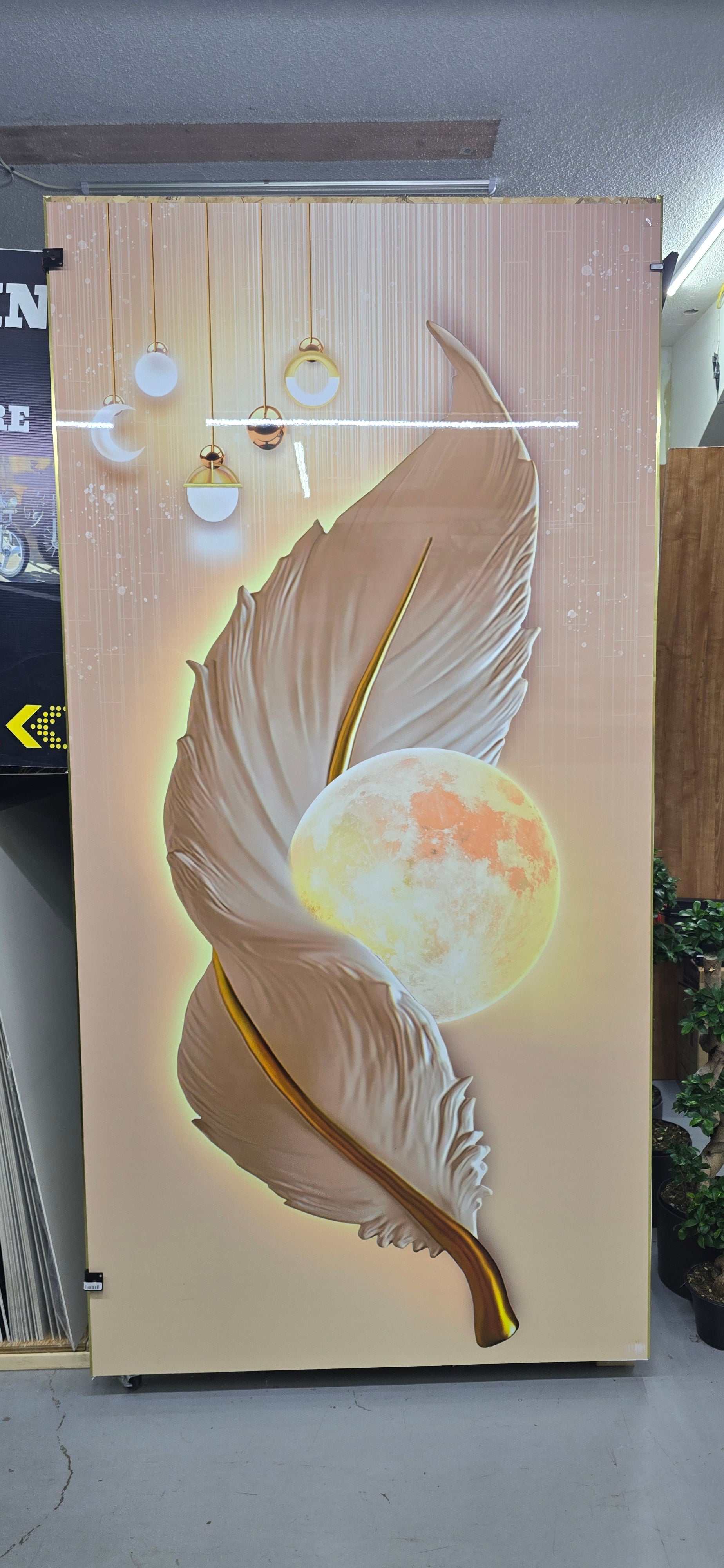 3D Decorative Feather Moon Design PVC Wall Panel | Waterproof 4x8 Designer Sheet. Store Pickup Only