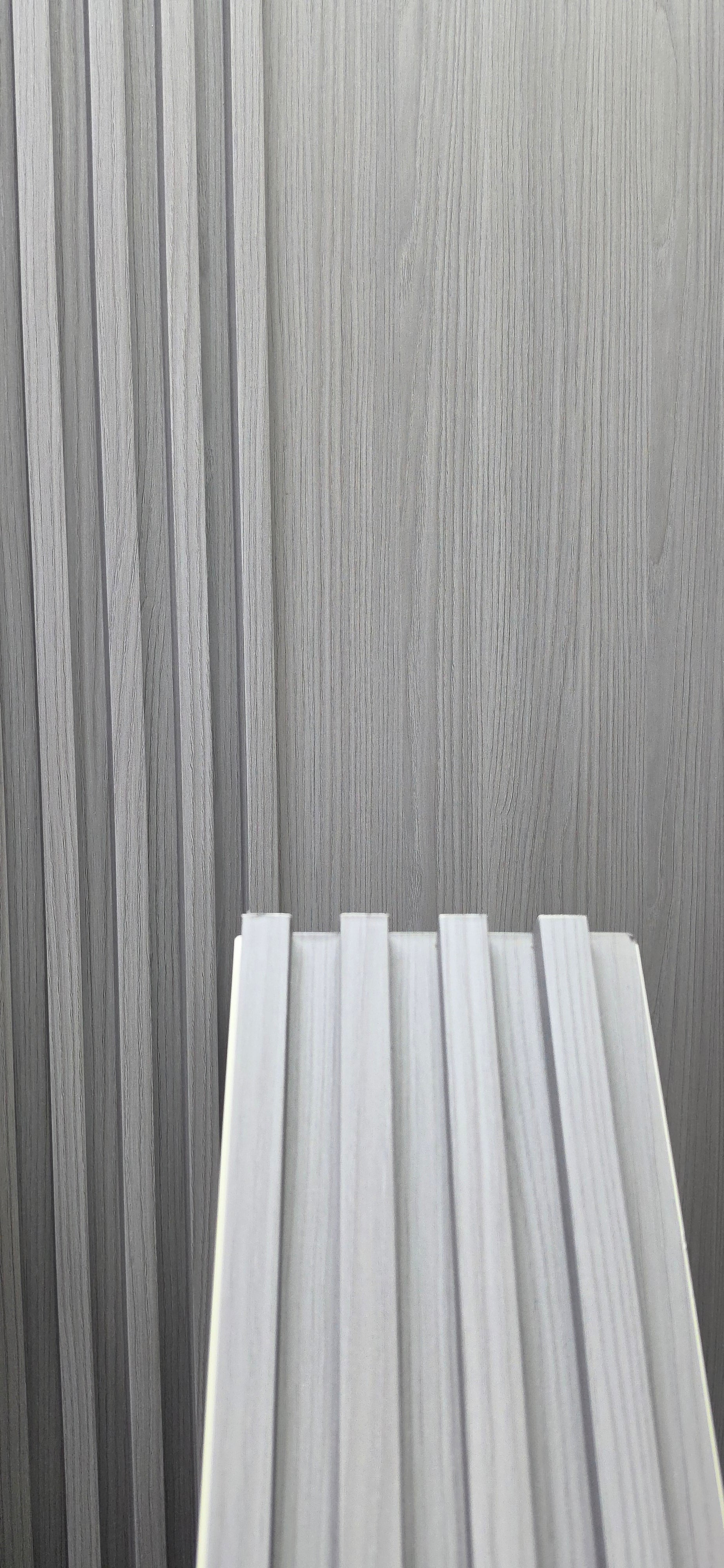Light Grey Wpc fluted Wall Panel |waterproof Decorative slat Wall Panel 6 Inch x 9.7 Ft