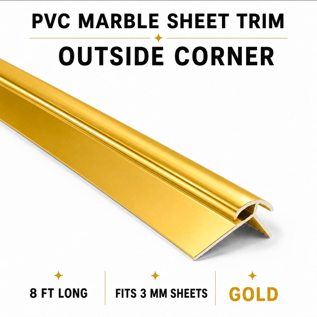8-Foot Outside Corner Trim for PVC Marble Sheets – Available in 4 Colours