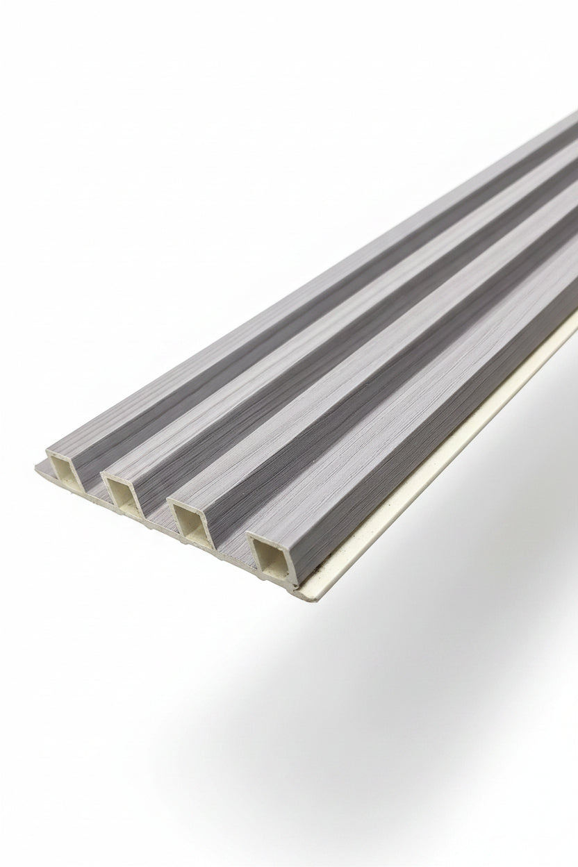 Light Grey Wpc fluted Wall Panel |waterproof Decorative slat Wall Panel 6 Inch x 9.7 Ft (14 panels in box)