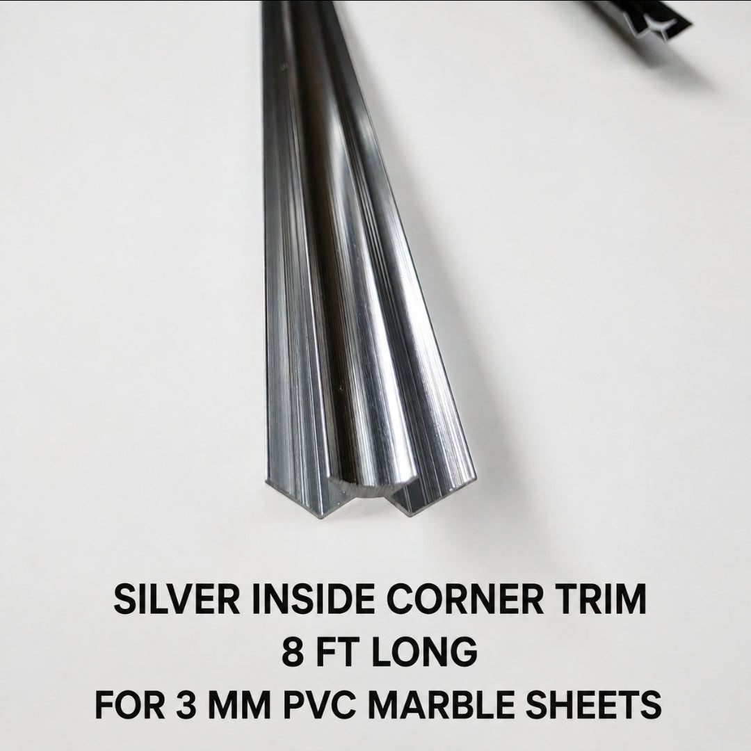 8 ft PVC Inside Corner Trim for 3 mm Marble Sheets – Waterproof Decorative Finishing Profile