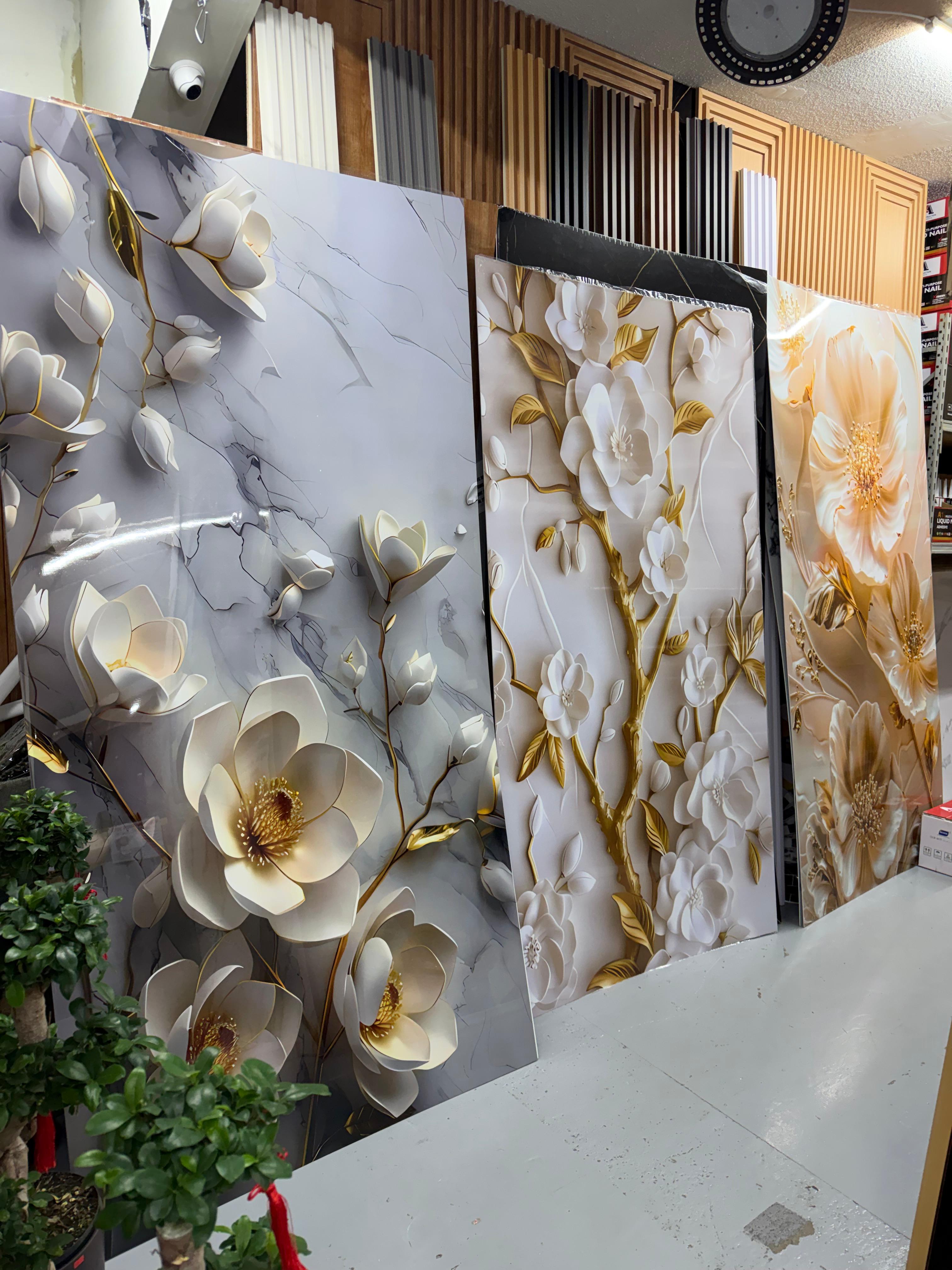 3D PVC Marble Wall Sheet – Floral Design | Waterproof & Fireproof Decorative Panel. UV Marble Sheet 3mm thickness 4'*8' size