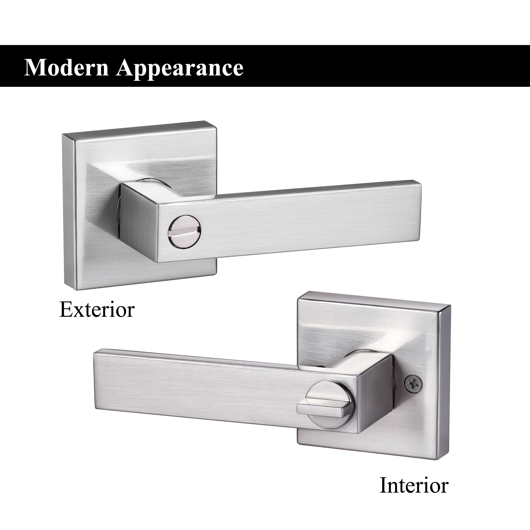 A1 Choice  Square Privacy Door Lock Handle (Silver brush nickel)