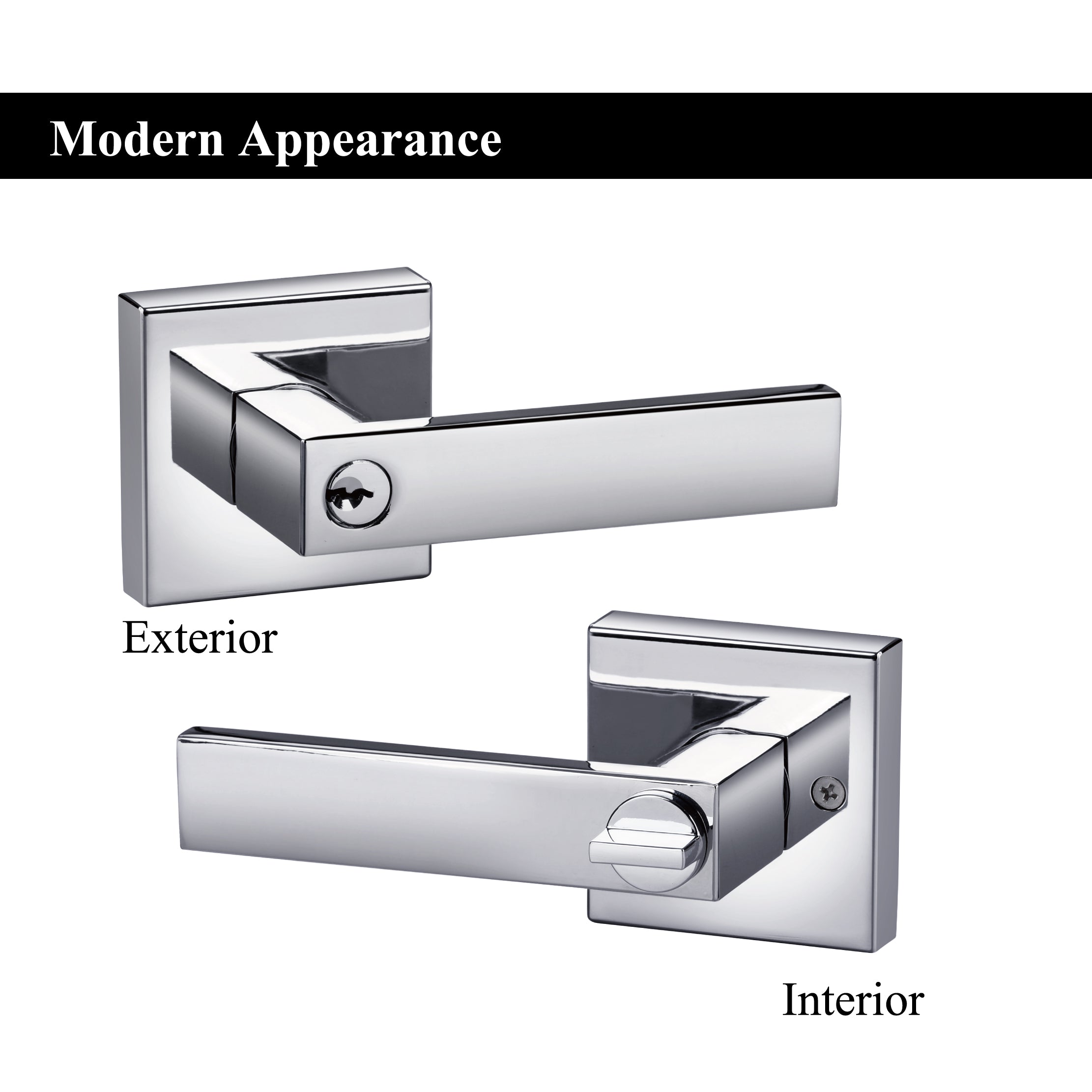 A1 Choice Square Key Entrance Door Lock Handle (Chrome) Pack Of 5