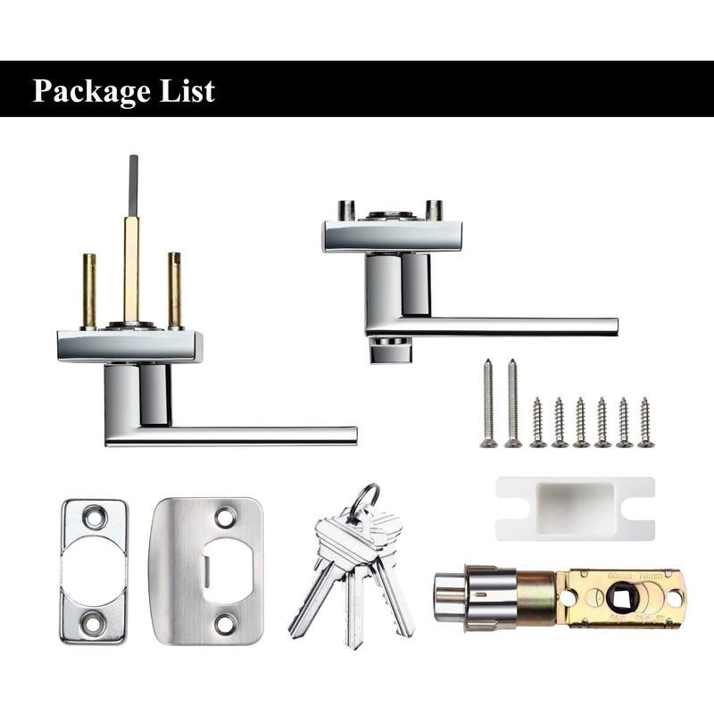 A1 Choice  Square Key Entrance Door Lock Handle (Chrome) Pack Of 5