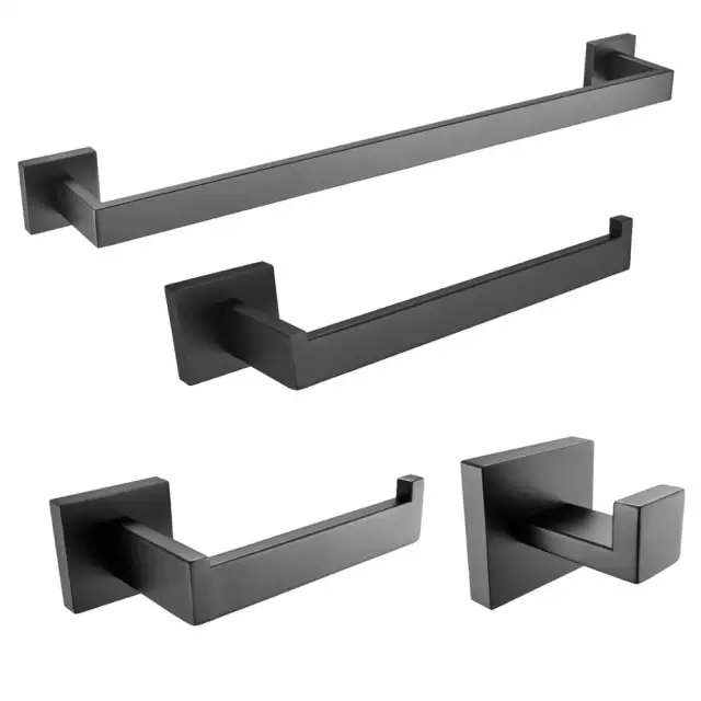 A1 Choice  4 Pcs Modern Bathroom Towel Bar Set (Matte Black)