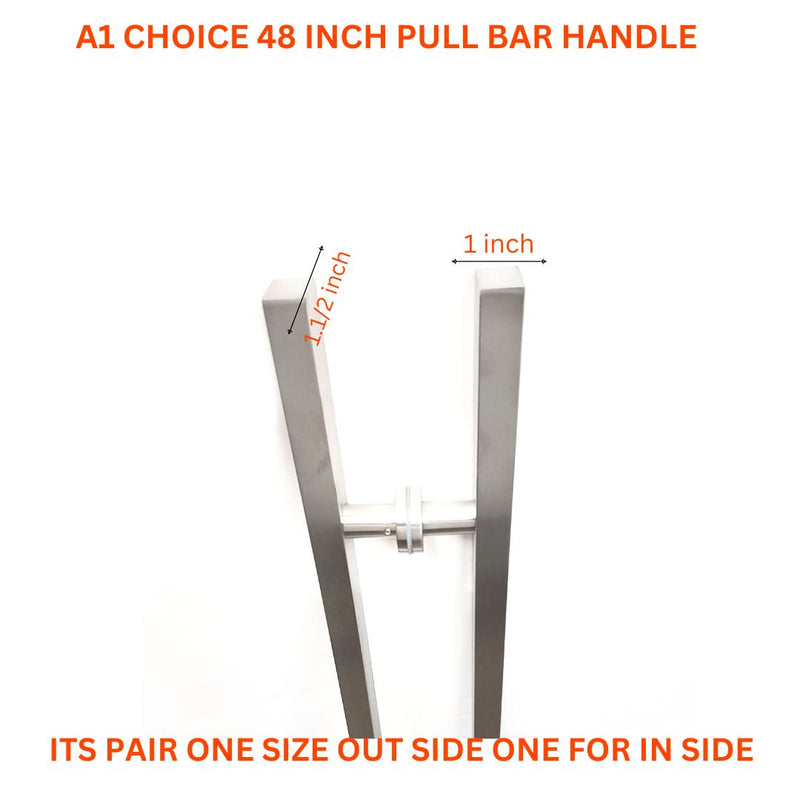 A1 Choice Door pull Handle Rectangle 'H' Type-48"( nickel) door pill bar door push bar  square door pull bar