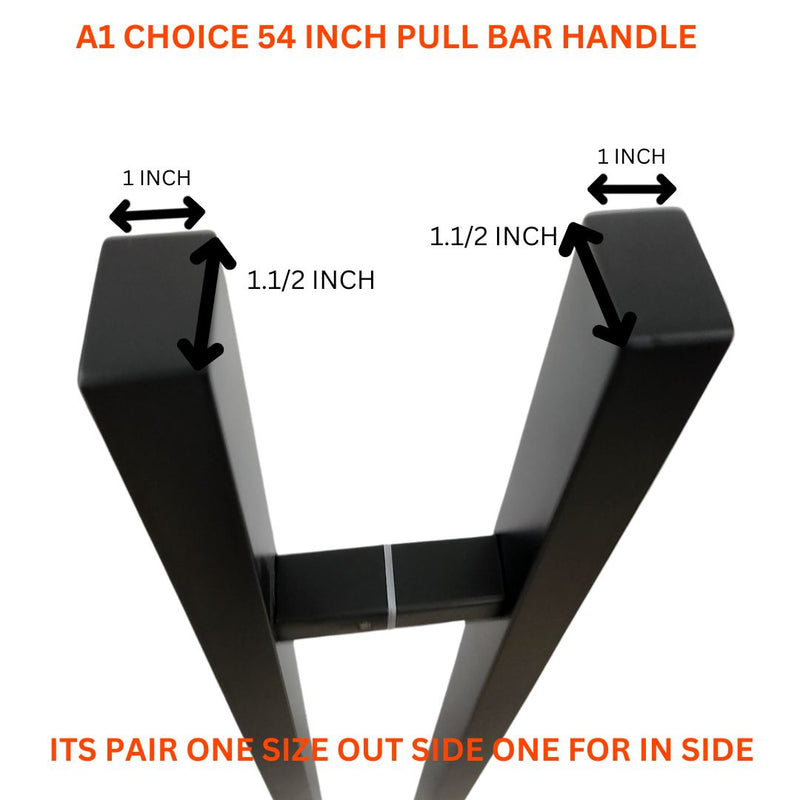 A1 Choice  Door Pull Handle square  'H' Type 54" (Matte Black) black door bar  pullbar good quailty powder coated paint