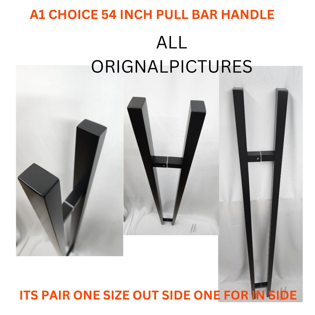 A1 Choice  Door Pull Handle square  'H' Type 54" (Matte Black) black door bar  pullbar good quailty powder coated paint