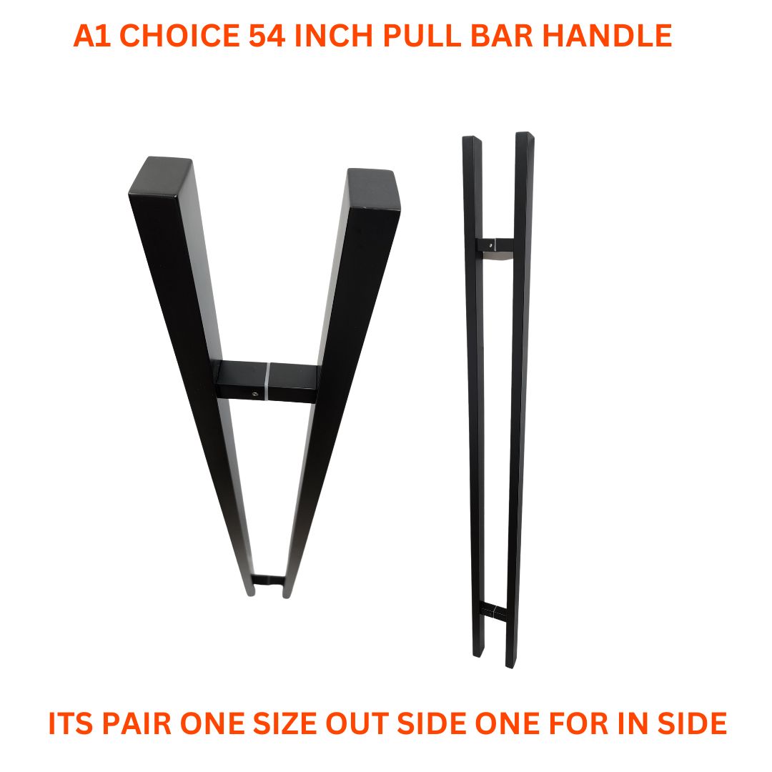 A1 Choice  Door Pull Handle square  'H' Type 54" (Matte Black) black door bar  pullbar good quailty powder coated paint