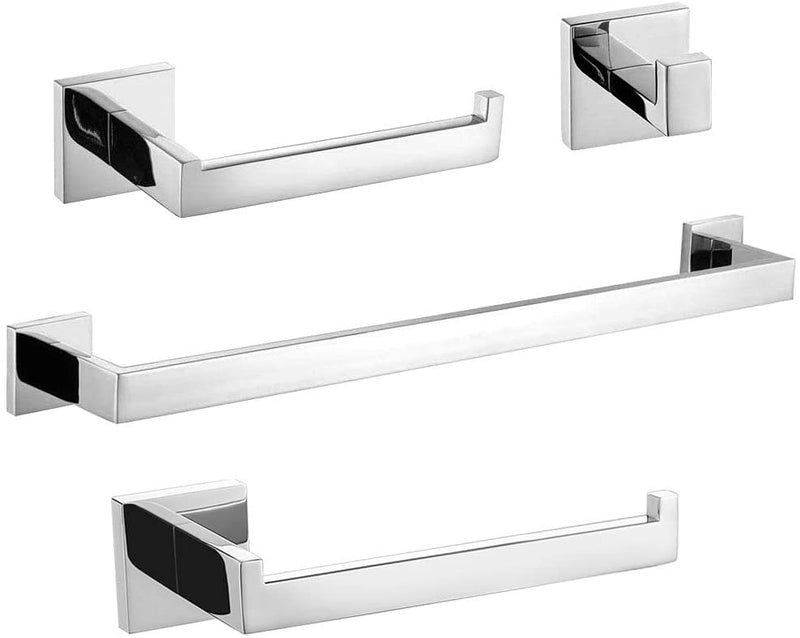 Signature Hardware 482800 Chrome Berwyn 4 Piece Bathroom Package with 24 Towel  Bar, Robe Hook, Towel Ring and Toilet Paper Holder 