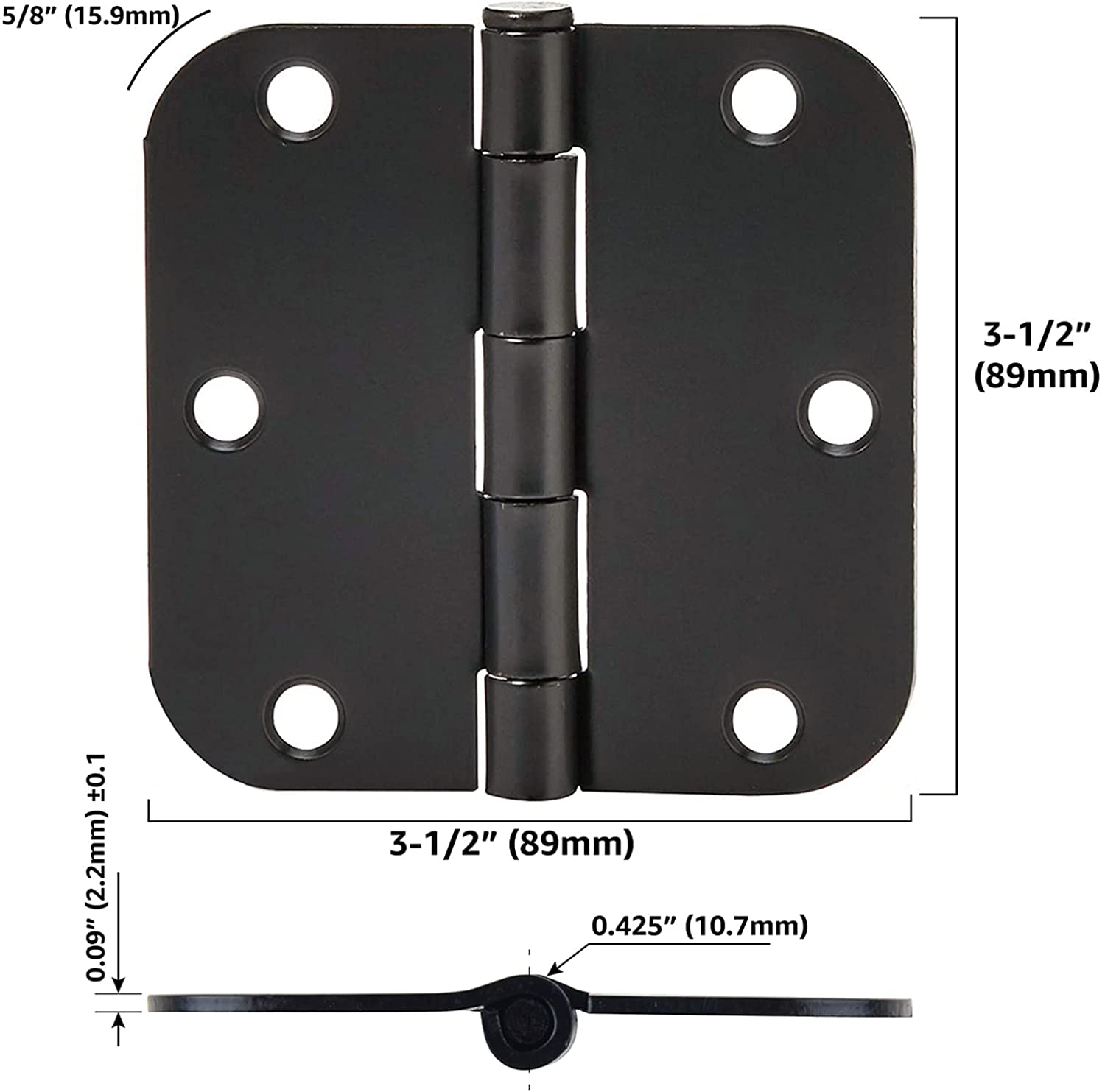 Door Hinge (Matte Black) 3.5 inch