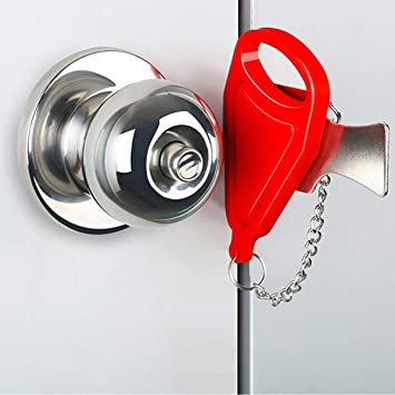 A1 Choice Anti-Theft Portable Door Lock With Red Rugged ABS plastic cover