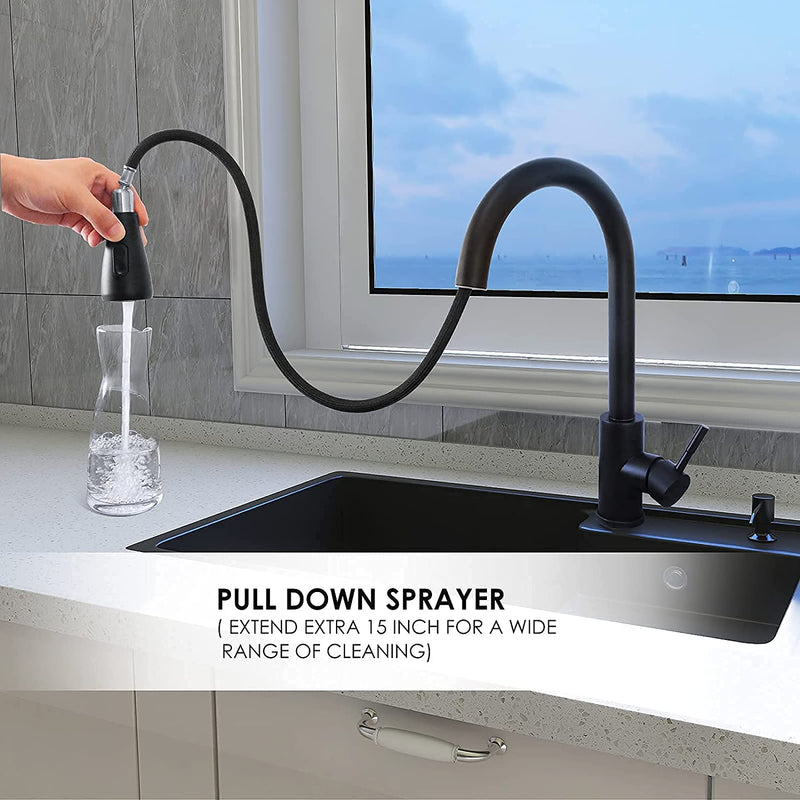 A1 Choice Black Kitchen Faucet With pull Out Sprayer