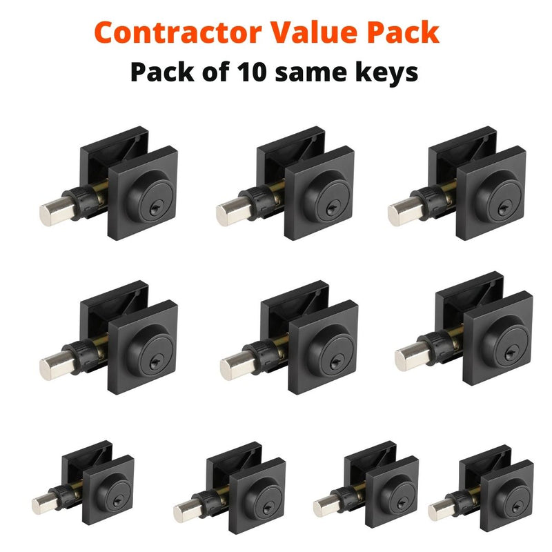 A1 Choice Square Deadbolt Door Lock (Black) Value pack of 10 same keys
