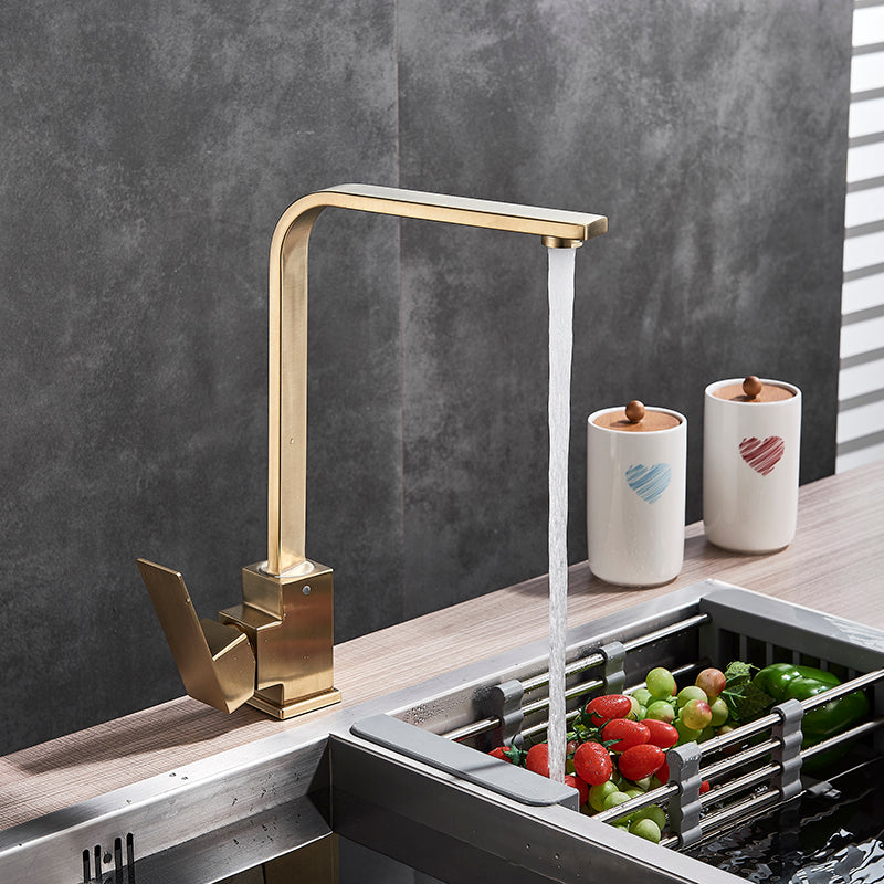 A1 Choice Gold Square Single Handle Kitchen Faucet