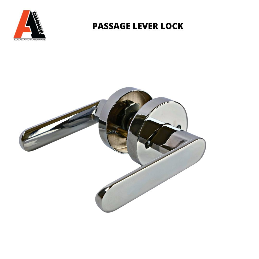 NEW STYLE CHROME PASSAGE LEVER HANDLE ROUND PLATE CHROME LOCK