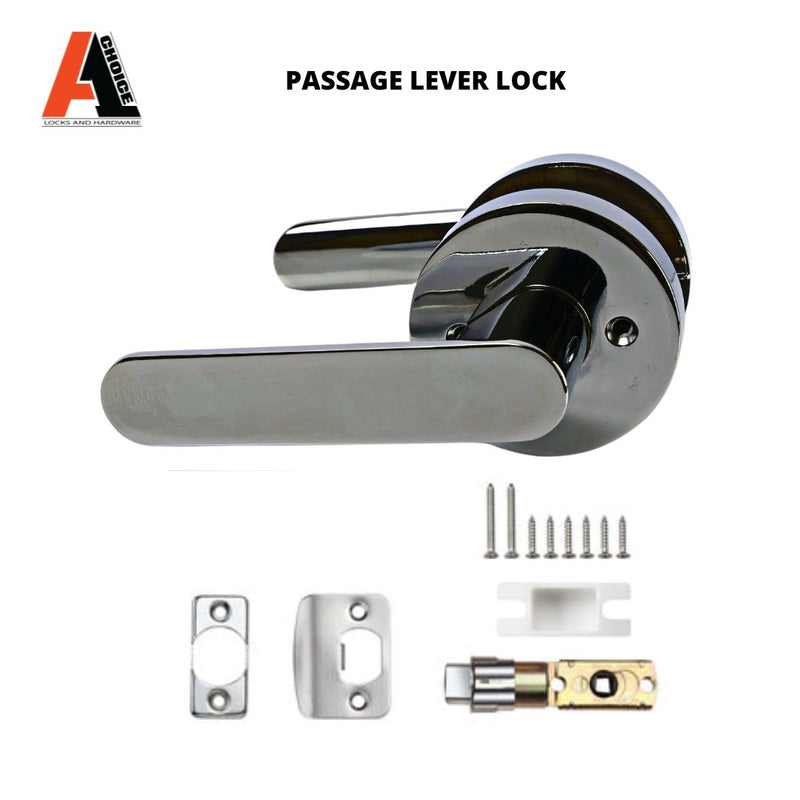 NEW STYLE CHROME PASSAGE LEVER HANDLE ROUND PLATE CHROME LOCK