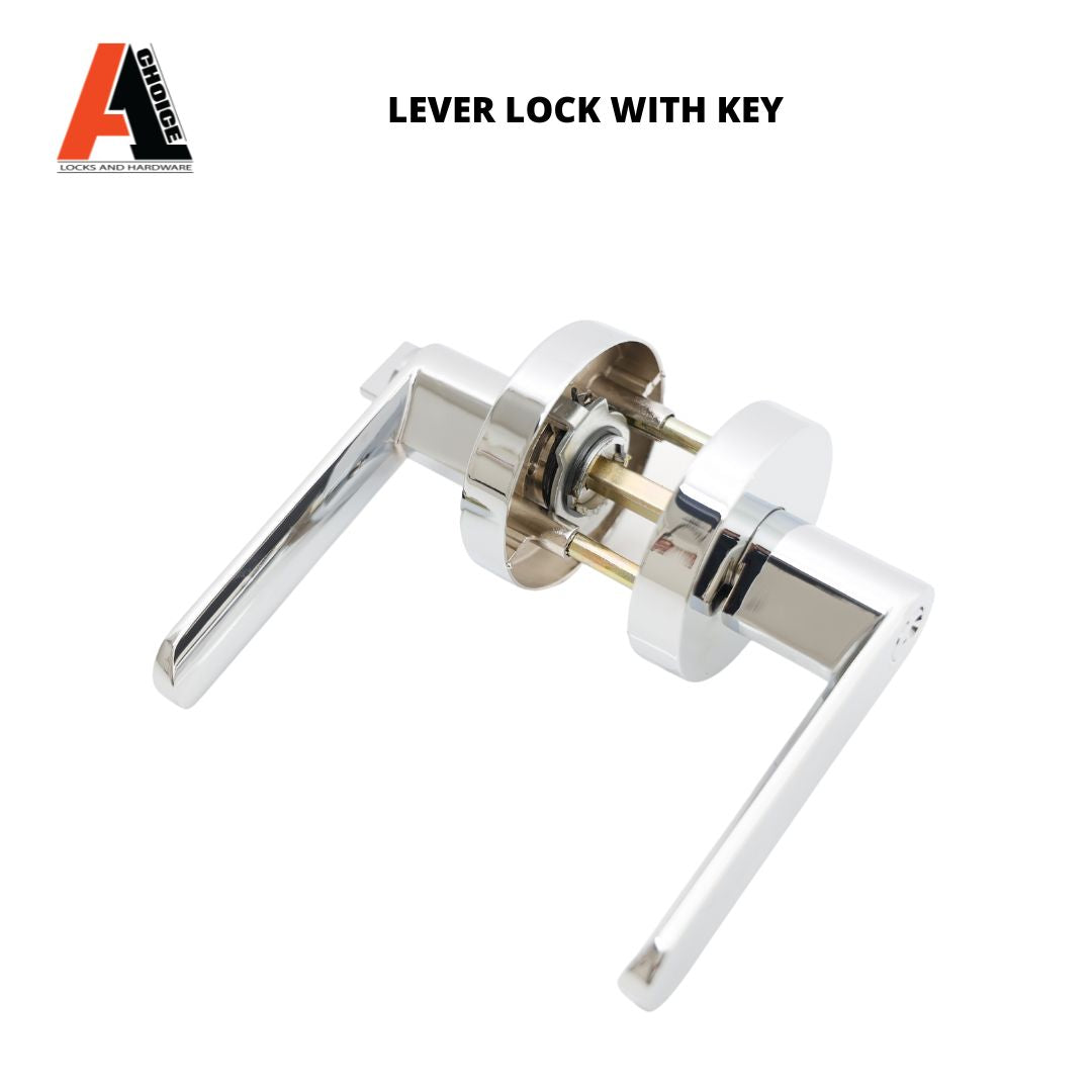 NEW STYLE CHROME PASSAGE LEVER HANDLE ROUND PLATE CHROME LOCK