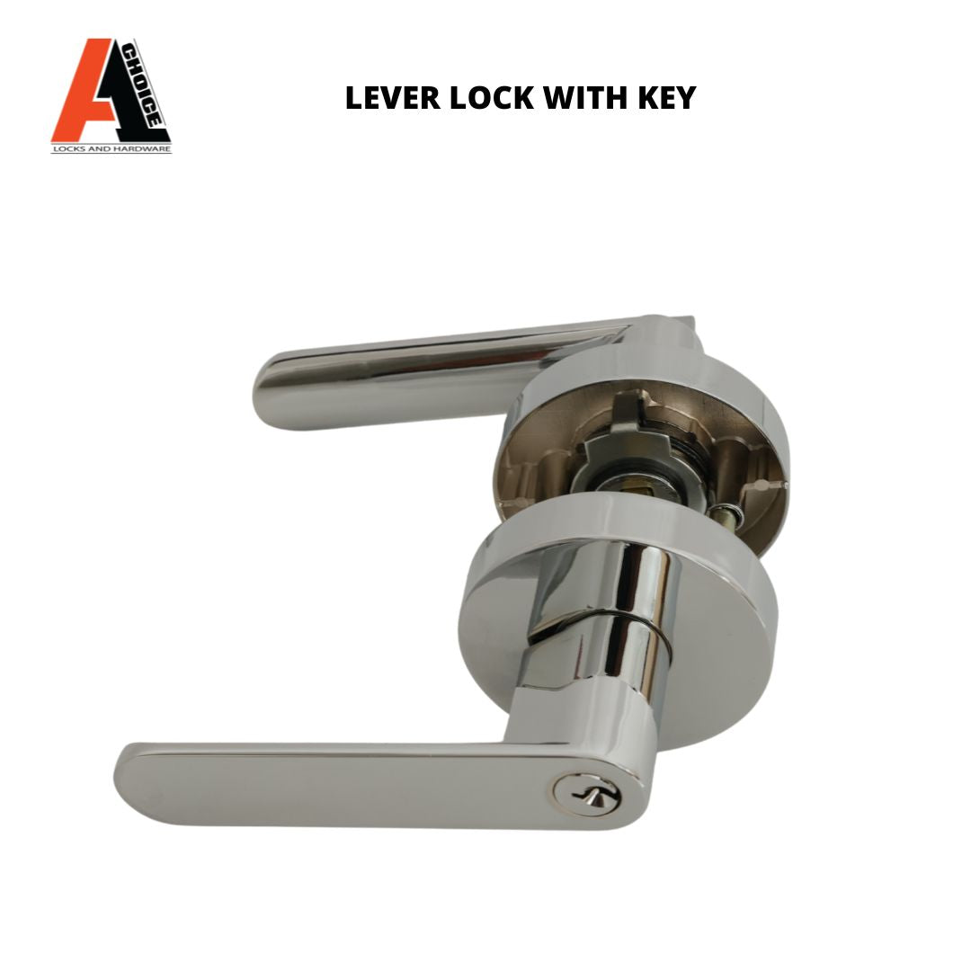 ENTRANCE LEVER LOCK WITH 3 KEYS  CHROME