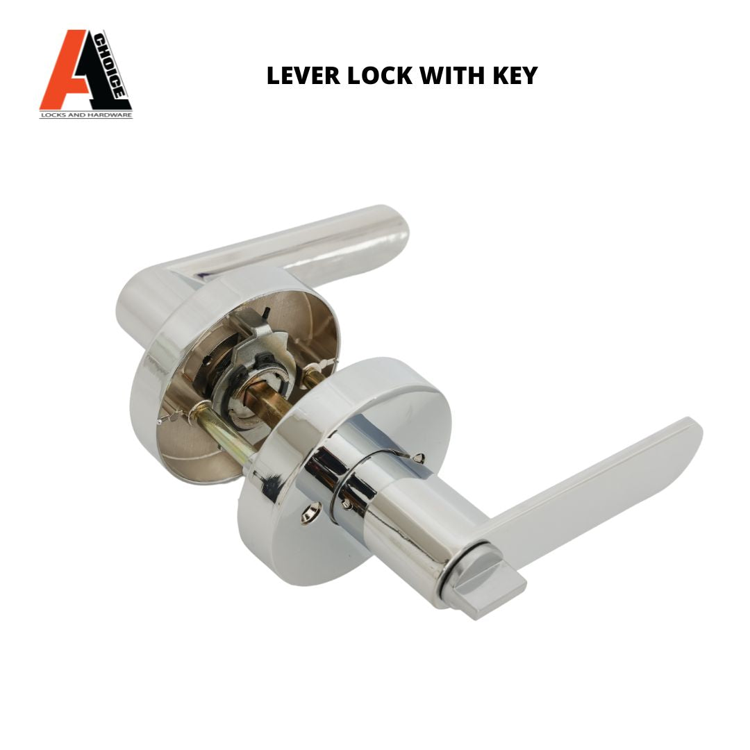 ENTRANCE LEVER LOCK WITH 3 KEYS  CHROME