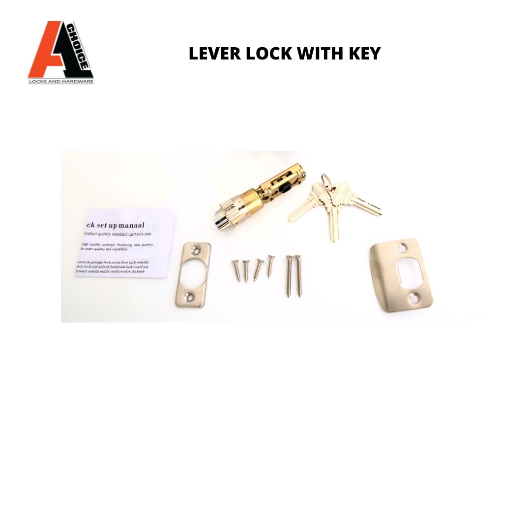 ENTRANCE LEVER LOCK WITH 3 KEYS  CHROME