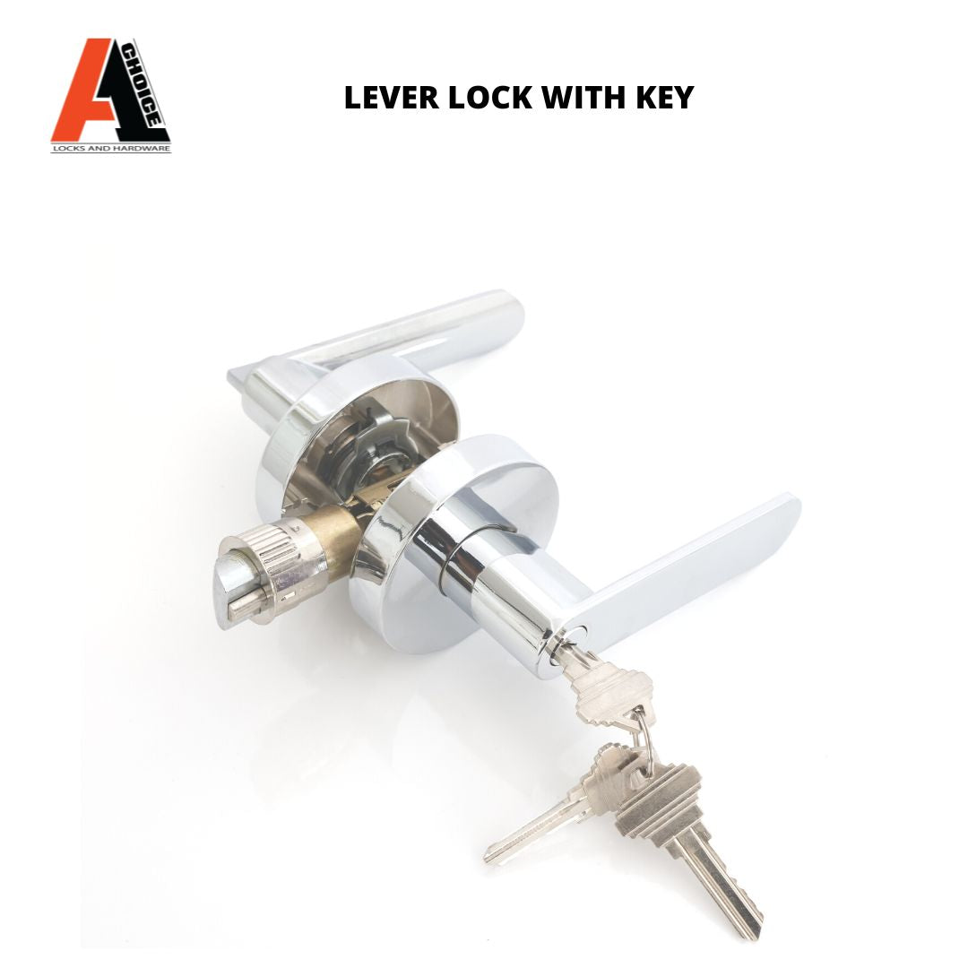 ENTRANCE LEVER LOCK WITH 3 KEYS  CHROME