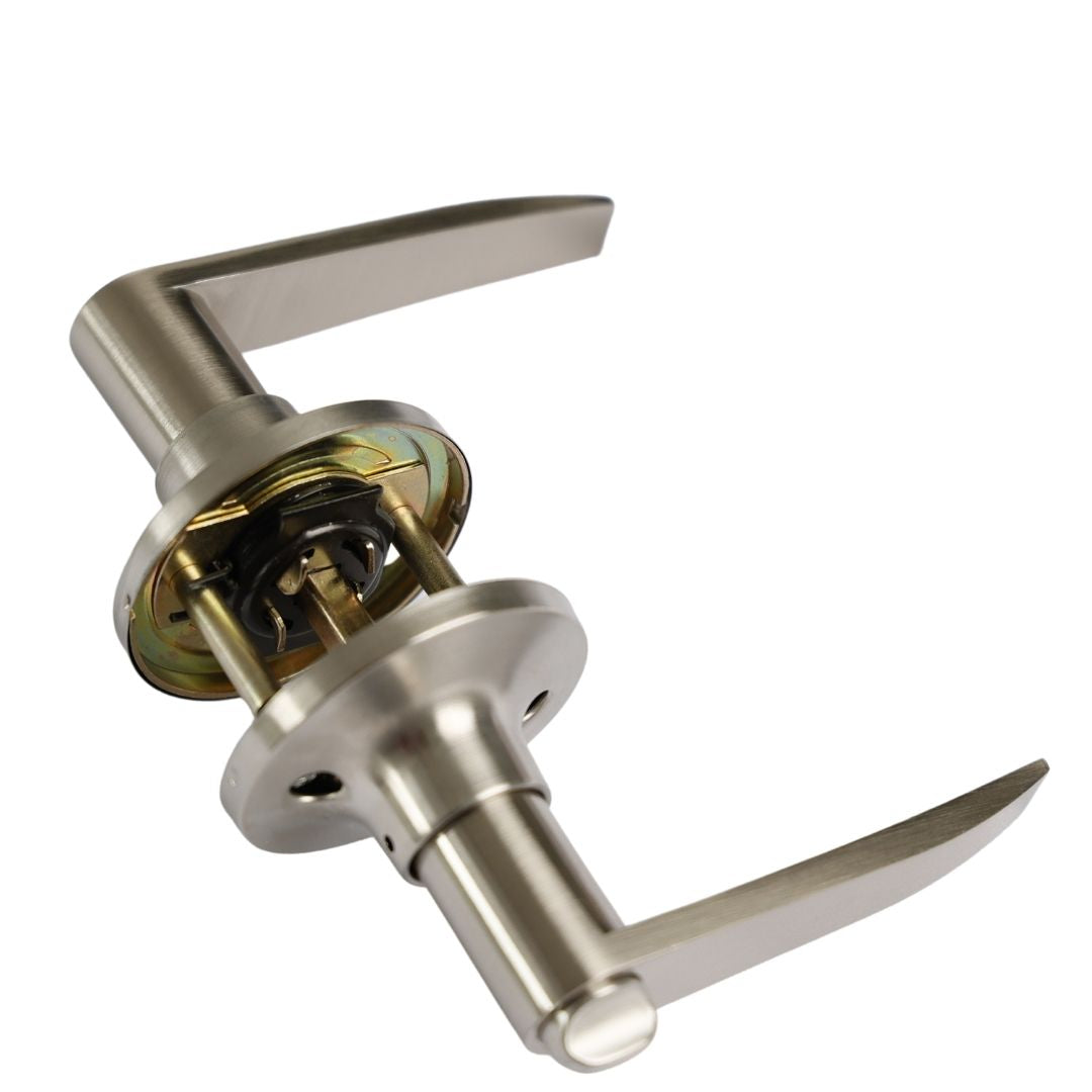 A1choice Left/Right Handed Door Lever Handle Privacy Locket Bed/Bath Knob, Satin Nickel Finish