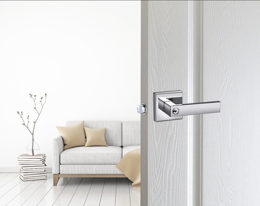A1 Choice  Square Key Entrance Door Lock Handle (Chrome) Pack Of 5