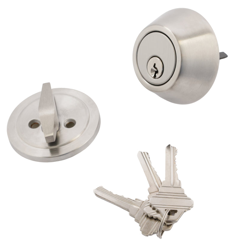 Door Lock Single round deadbolt lock, heavy duty cylinder stainless knob