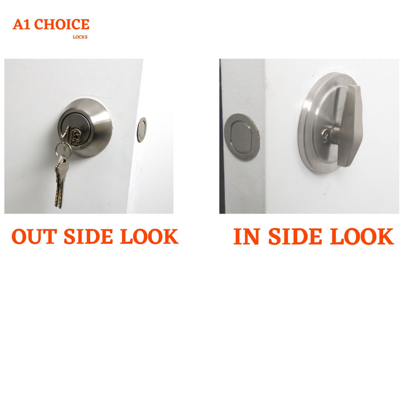 Door Lock Single round deadbolt lock, heavy duty cylinder stainless knob