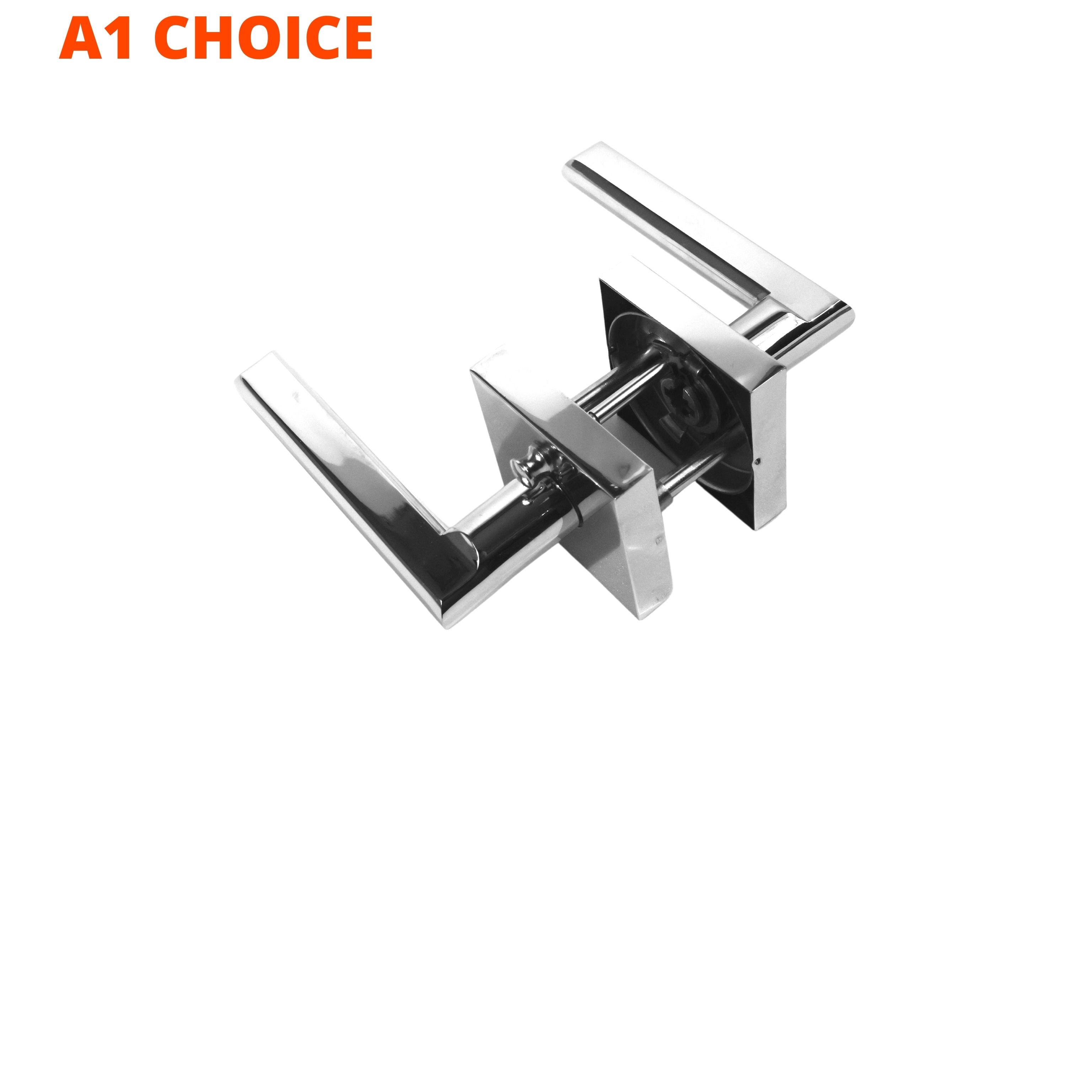 A1 CHOICE Heavy Duty Privacy Door Lever Set with Keyless Lock, Square Door Handle with Removable Latch Plate Chrome
