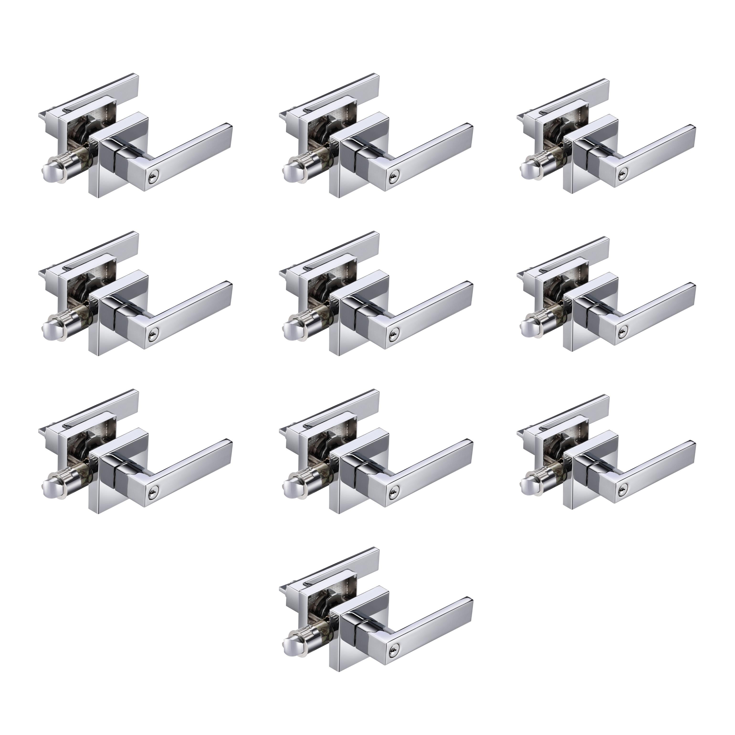 A1 Choice  Square Key Entrance Door Lock Handle (Chrome) Pack Of 10