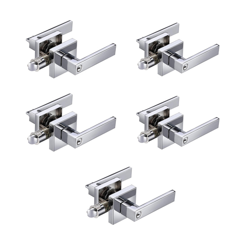 A1 Choice  Square Key Entrance Door Lock Handle (Chrome) Pack Of 5