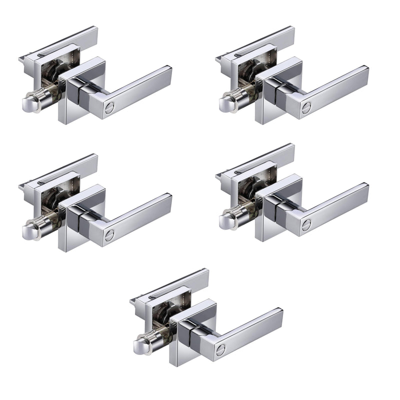 A1 Choice  Square Privacy Door Lock Handle (Chrome) Pack Of 5