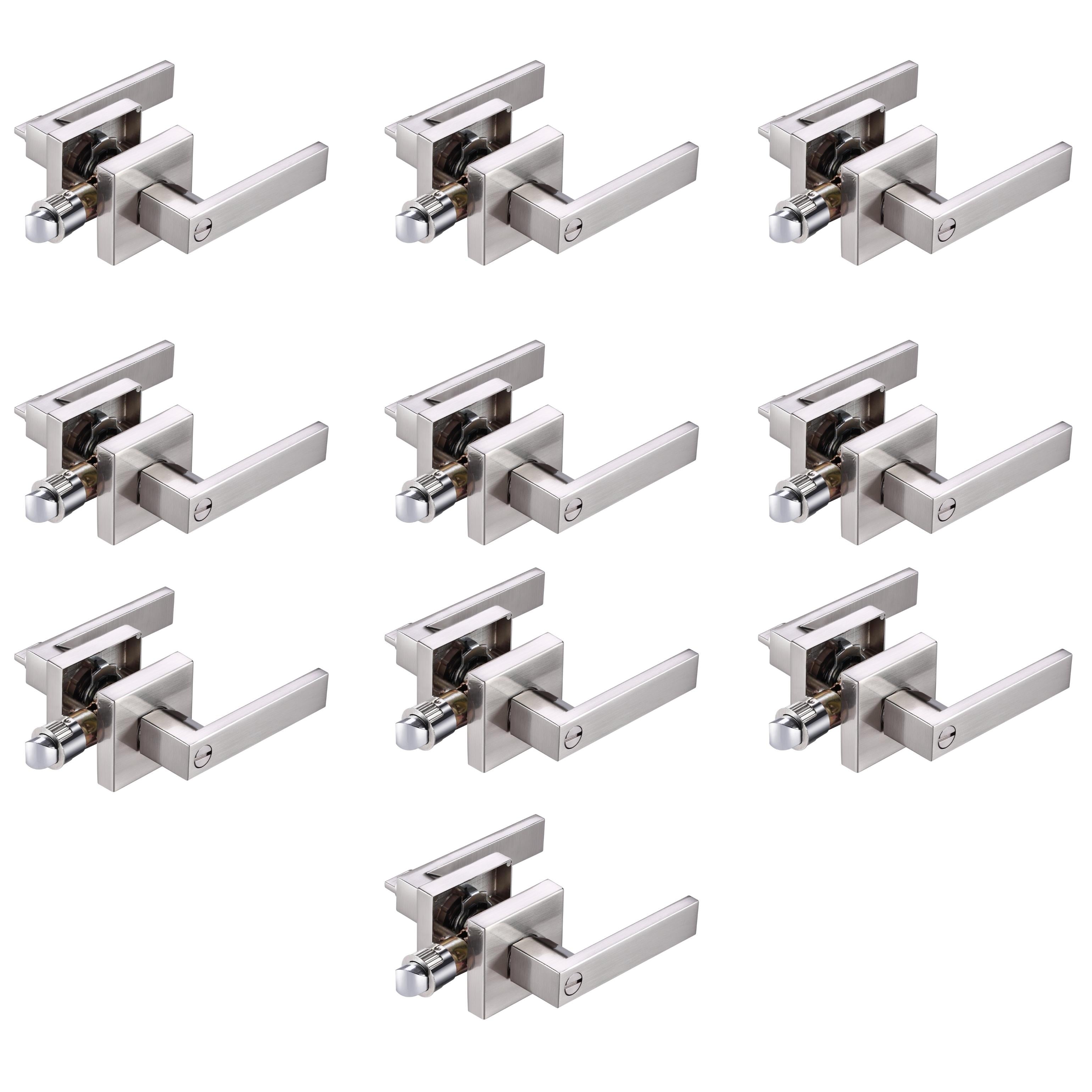 A1 Choice  Square Privacy Door Lock Handle (Silver brush nickel) Pack Of 10