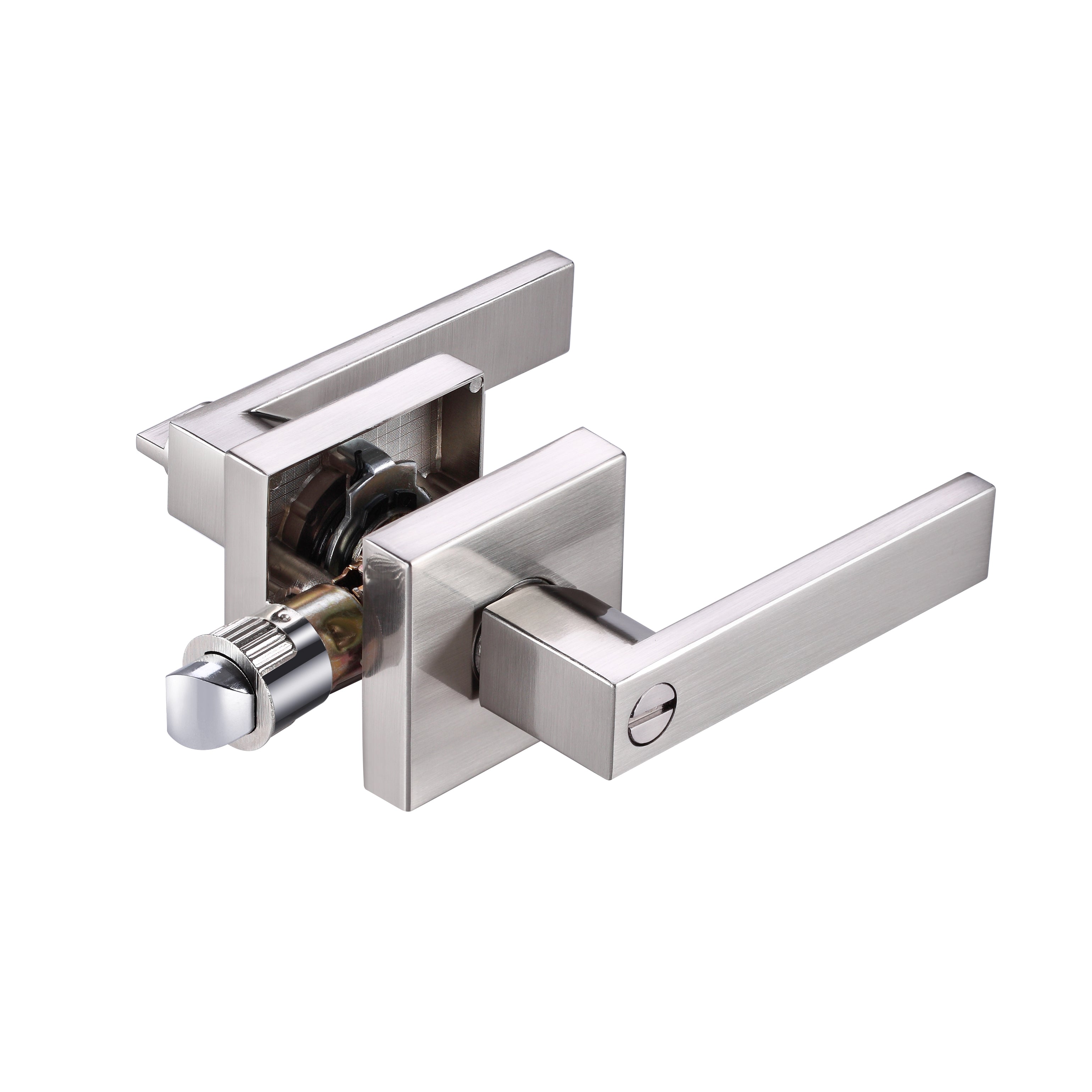 A1 Choice  Square Privacy Door Lock Handle (Silver brush nickel)